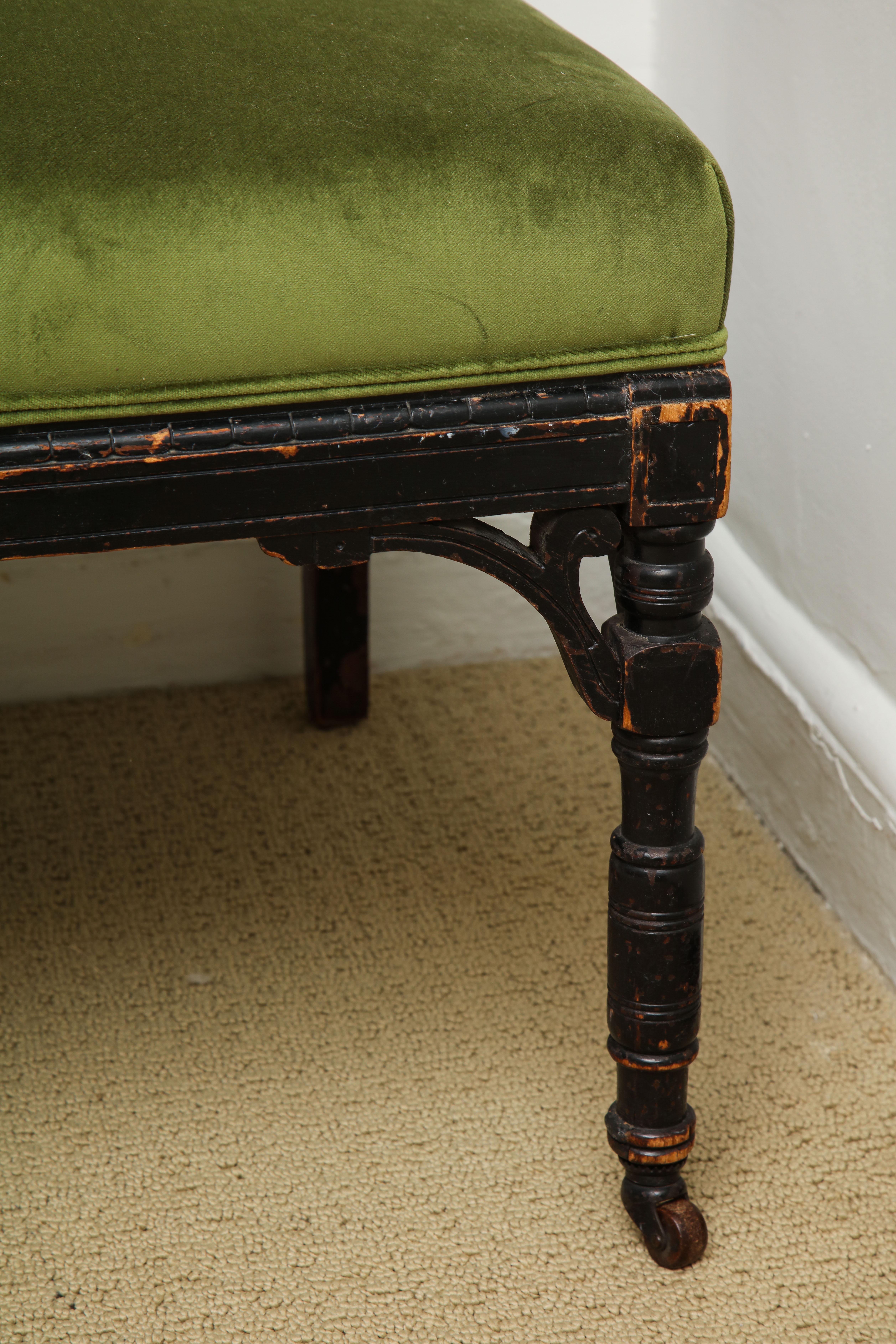 Irish 19th Century Medieval Green Velvet Chair For Sale