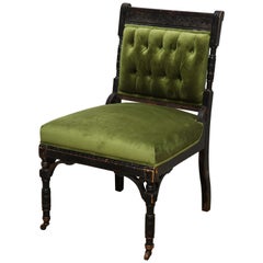 19th Century Medieval Green Velvet Chair