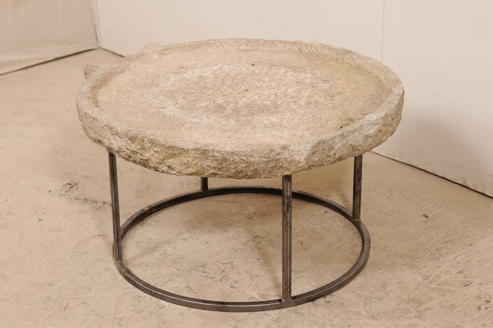 19th Century Mediterranean Stone Olive Oil Trough Table on Custom Base 5