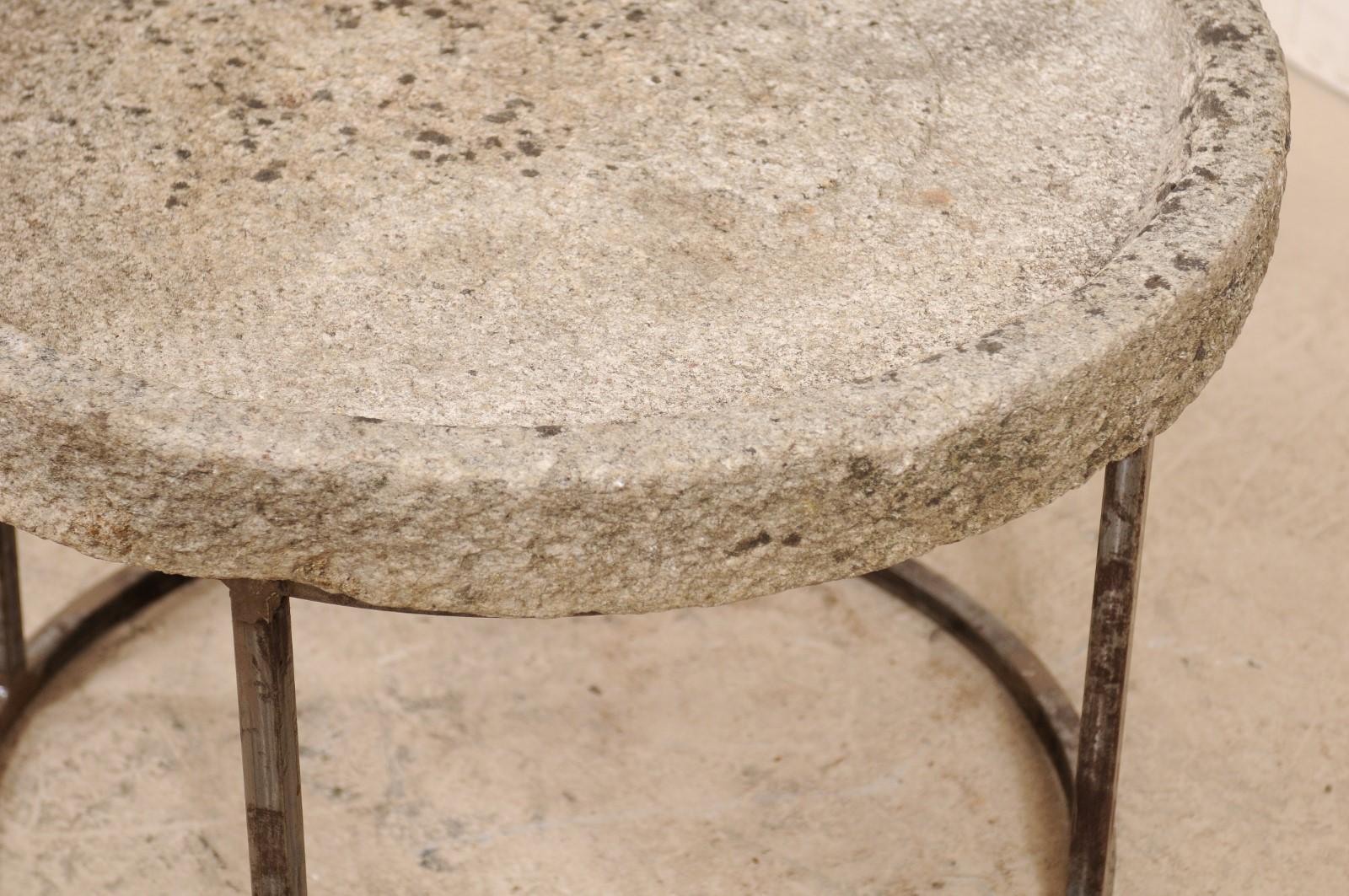 Metal 19th Century Mediterranean Stone Trough Coffee Table on Custom Base