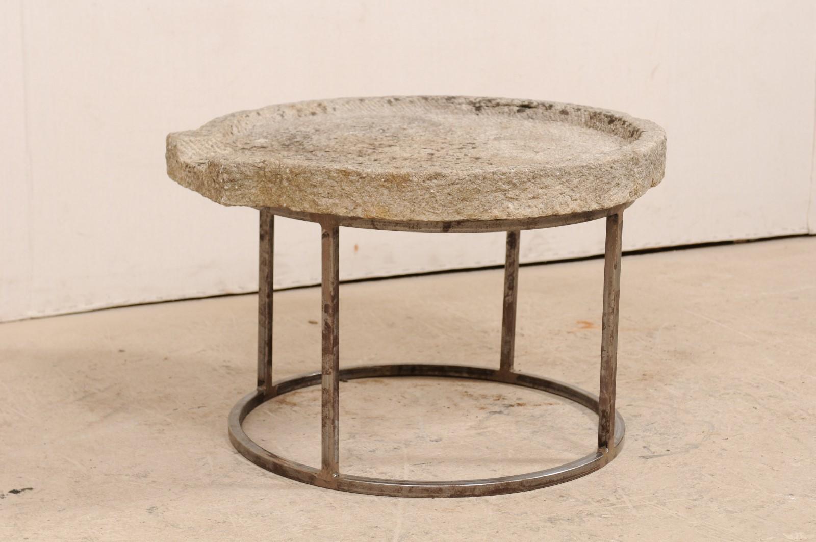Rustic 19th Century Mediterranean Stone Trough Coffee Table on Custom Base