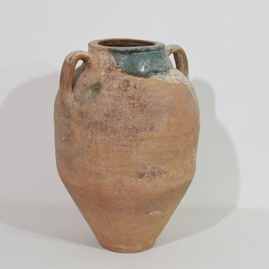 Mediterranes Terrakotta-Olivglas aus dem 19. Jahrhundert (Rustikal) im Angebot