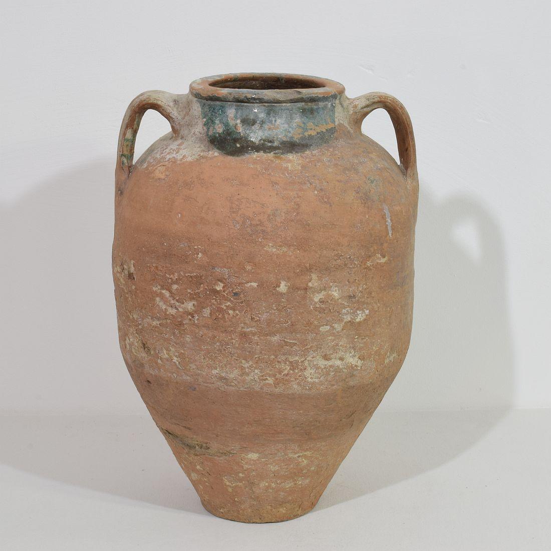 Mediterranes Terrakotta-Olivglas aus dem 19. Jahrhundert im Zustand „Gut“ im Angebot in Buisson, FR