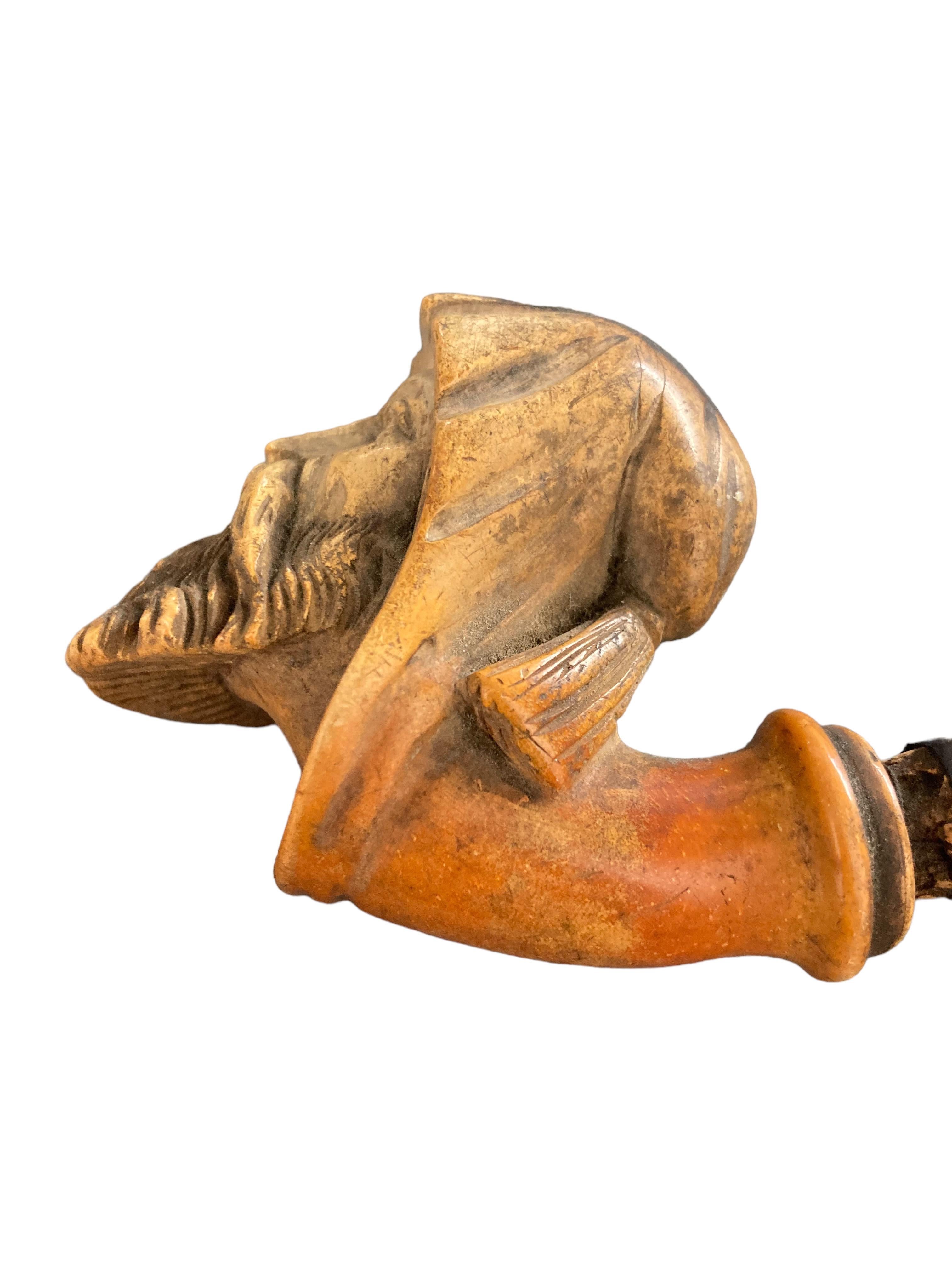 19th Century Meerschaum Pipe With Turned Horn And Shoed Stag Foot 14