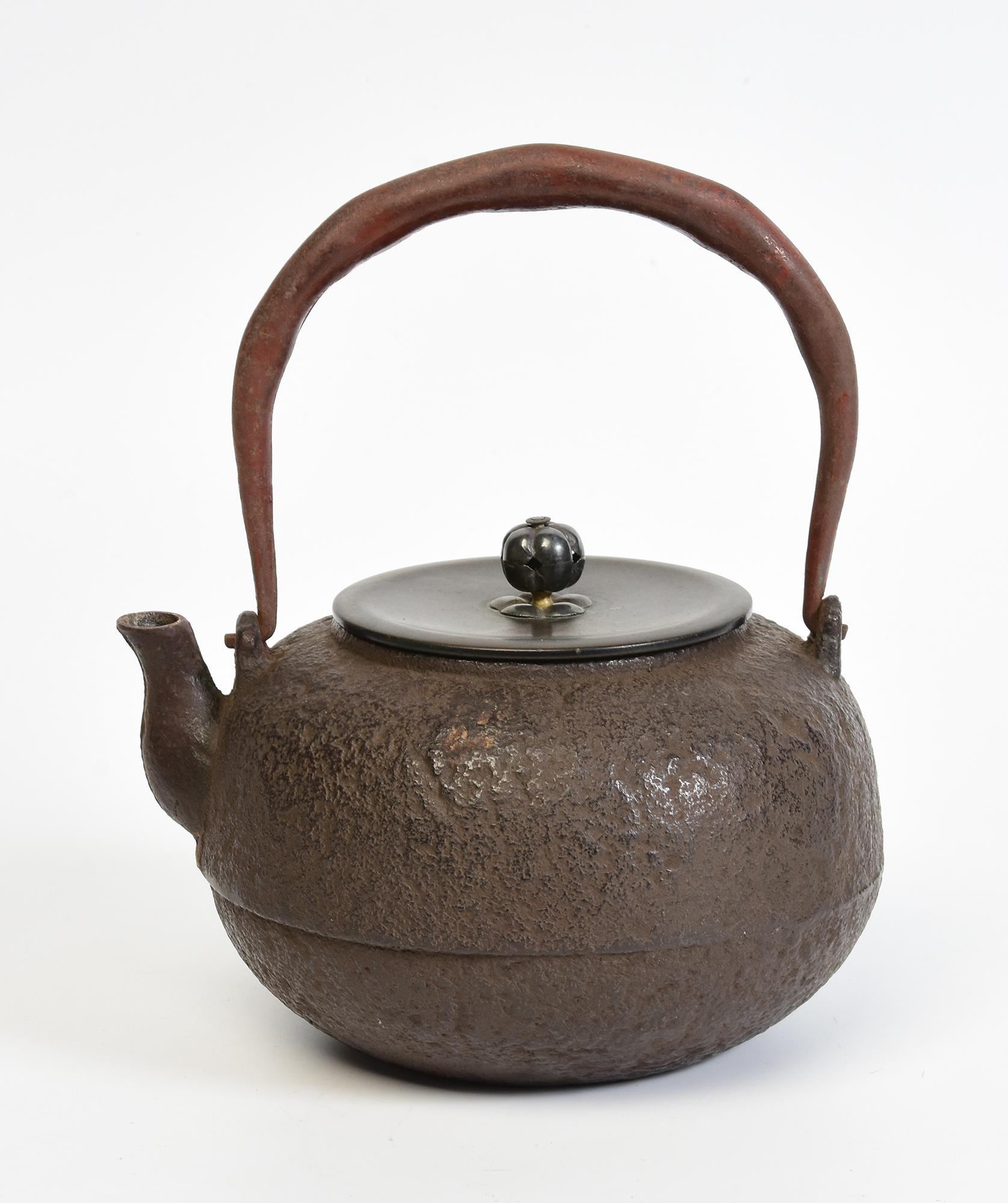 19th Century, Meiji, Antique Japanese Iron Teapot with Bronze Lid For Sale 2