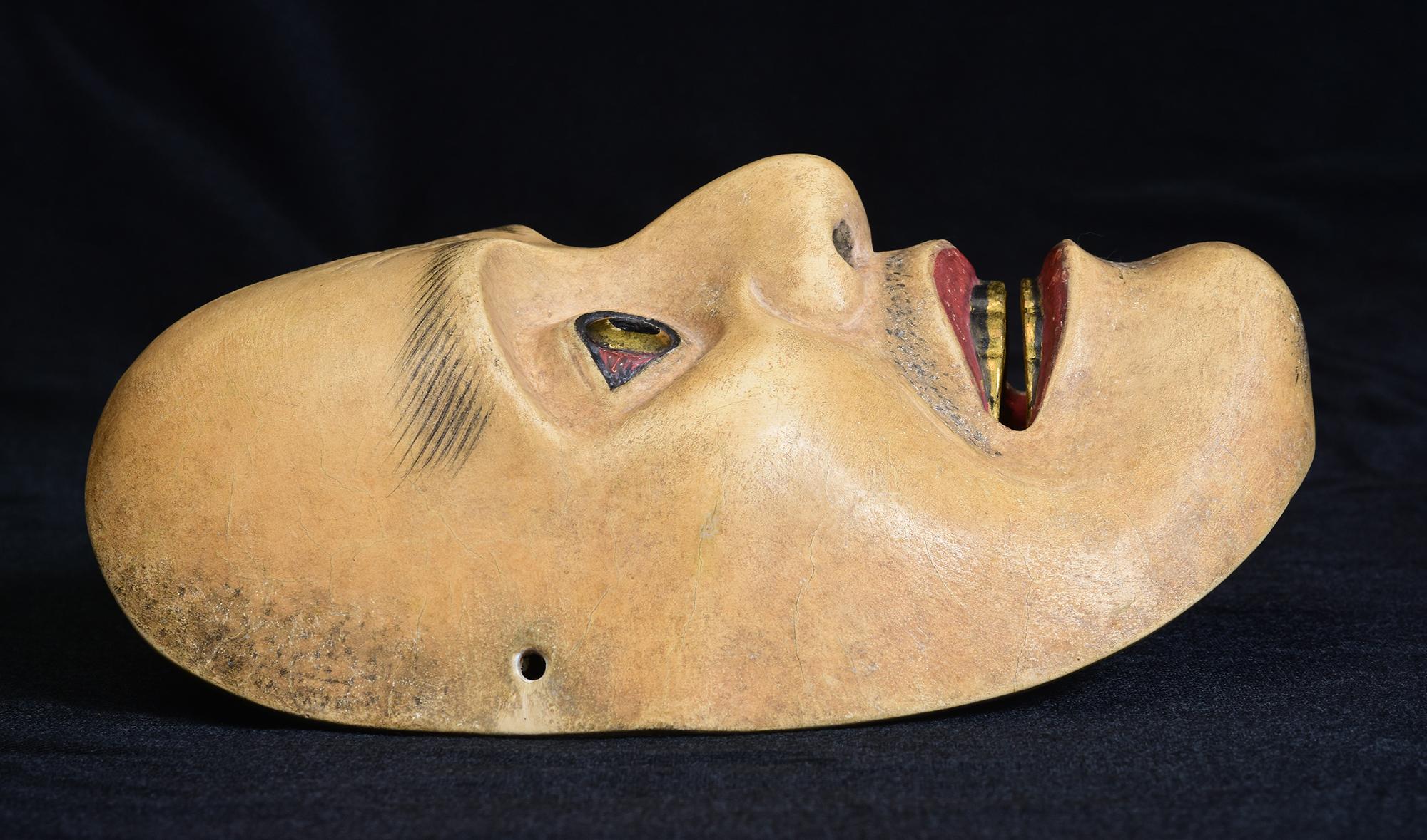 19e siècle, Meiji, Masque de nô japonais ancien en bois en vente 3
