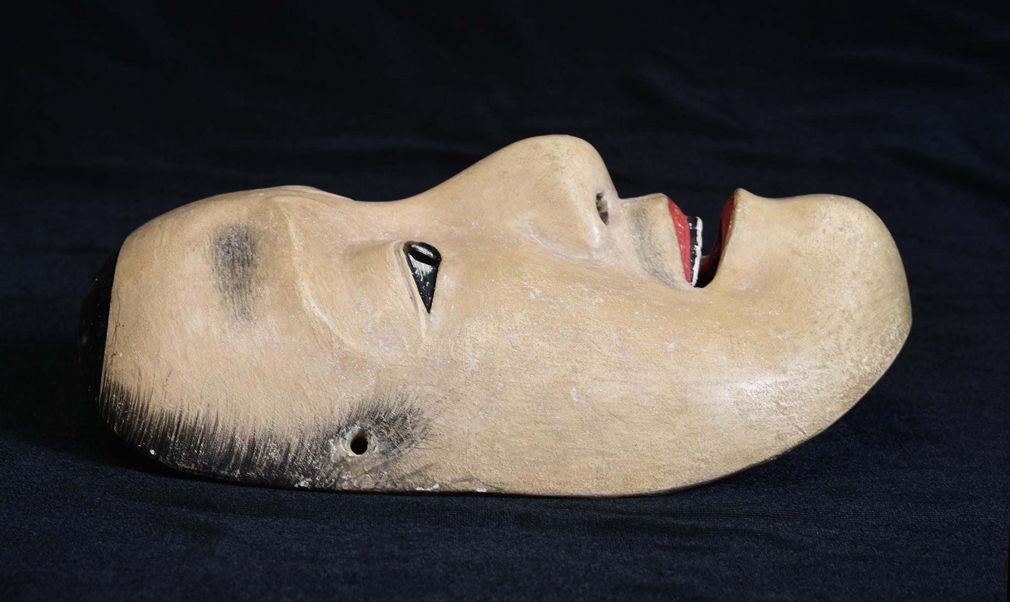 19th Century, Meiji, Antique Japanese Wooden Noh Mask 6