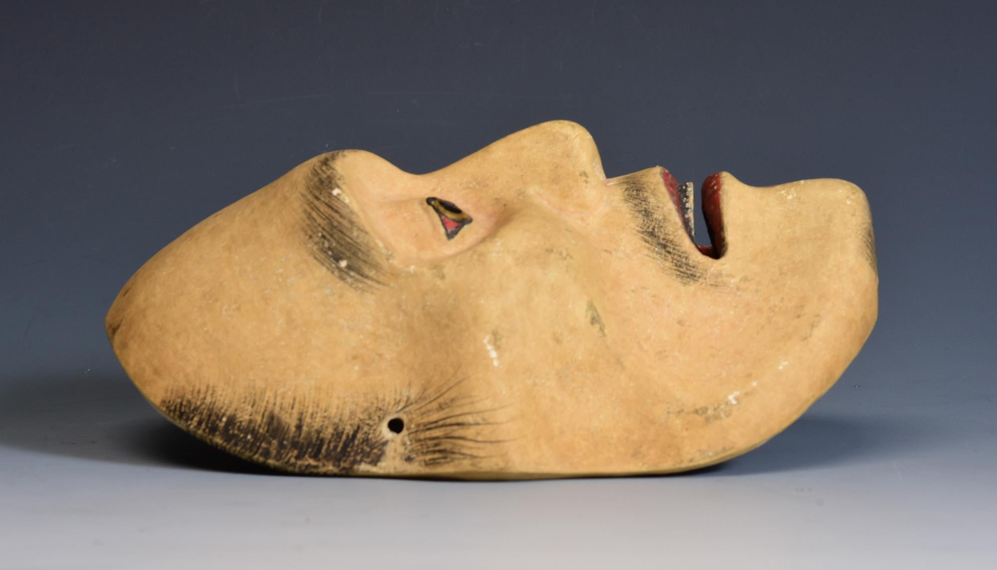 19th Century, Meiji, Antique Japanese Wooden Noh Mask For Sale 6