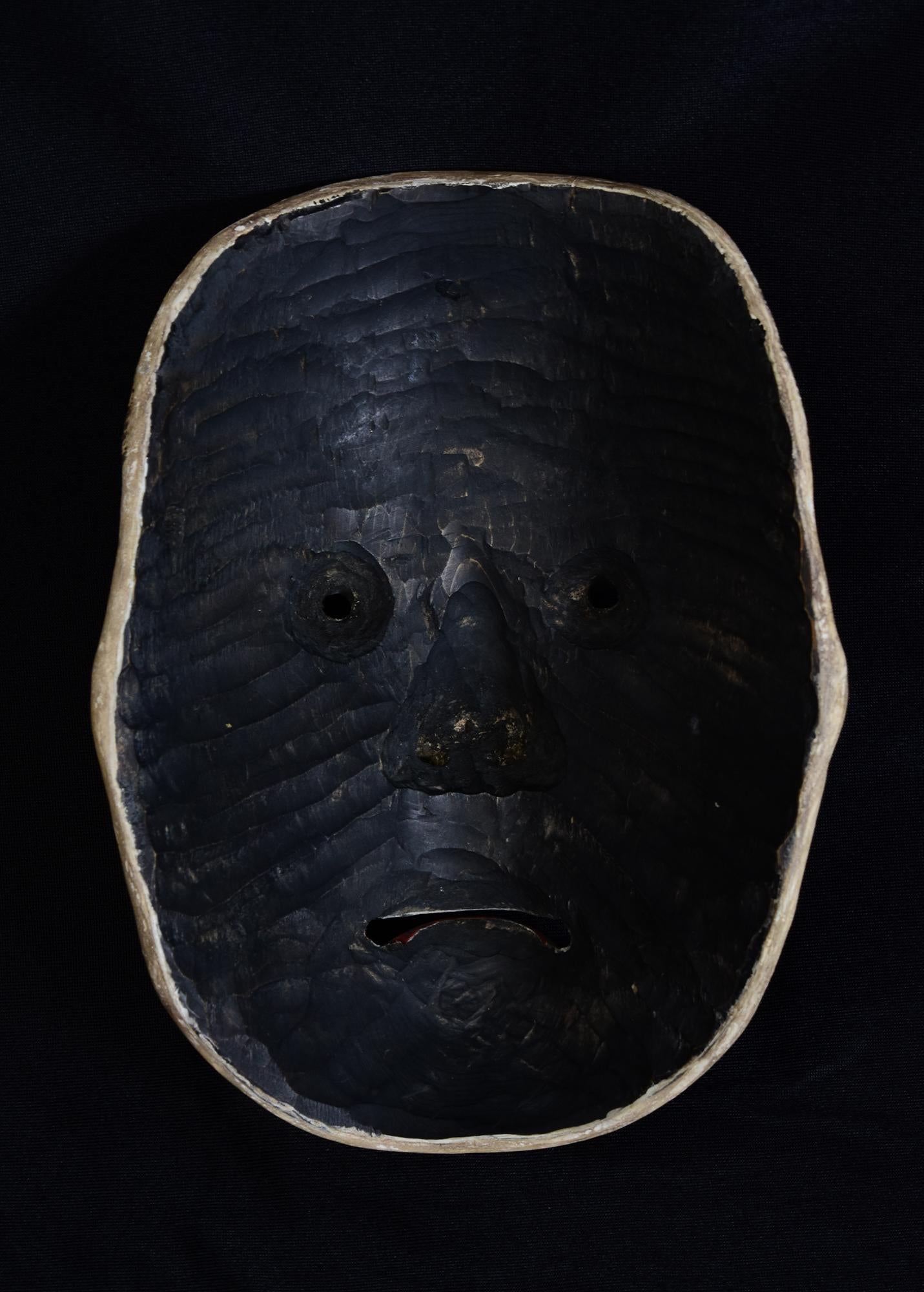 19. Jahrhundert, Meiji, antike japanische Noh-Maske aus Holz im Angebot 6