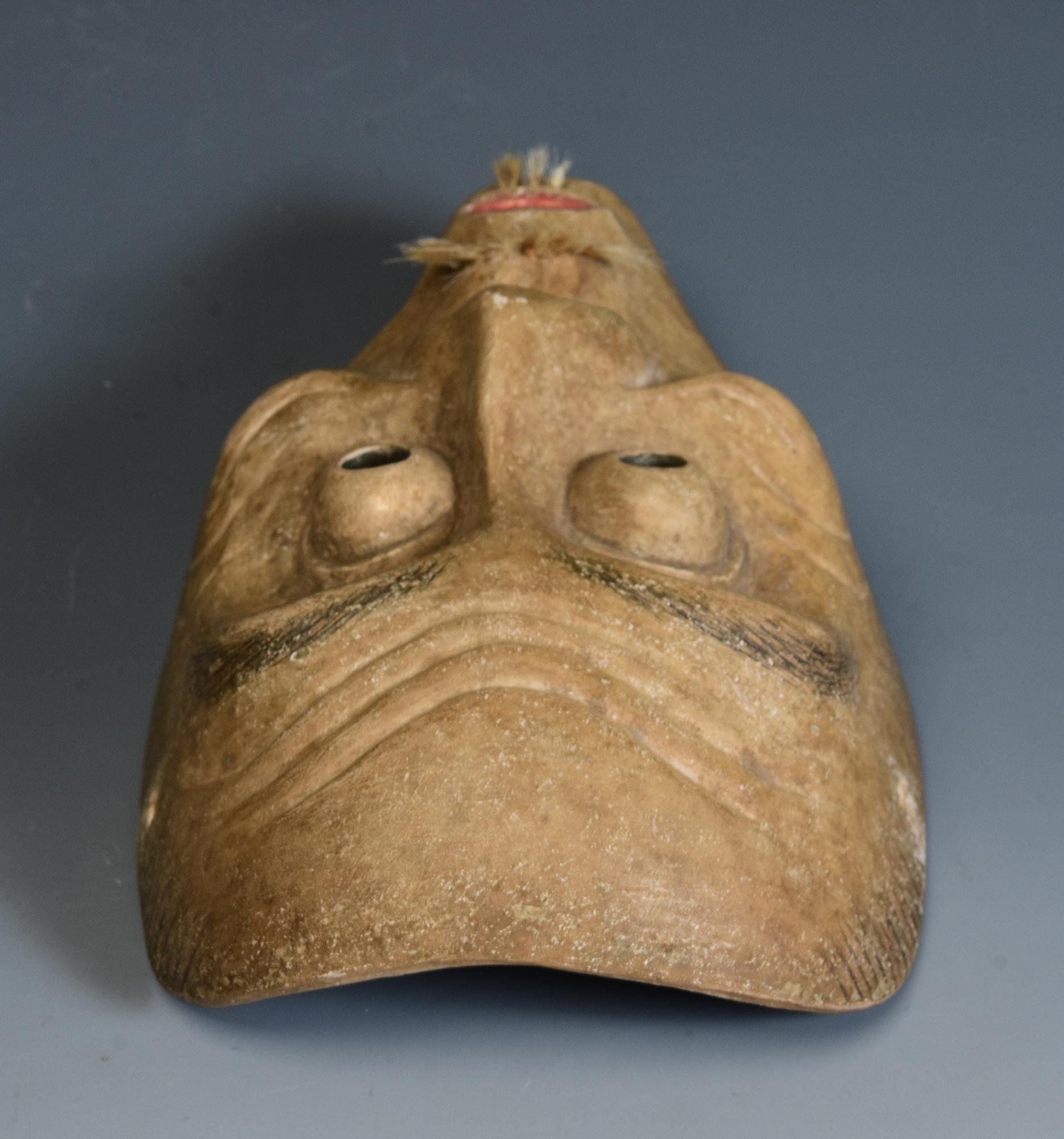 19th Century, Meiji, Antique Japanese Wooden Noh Mask For Sale 8