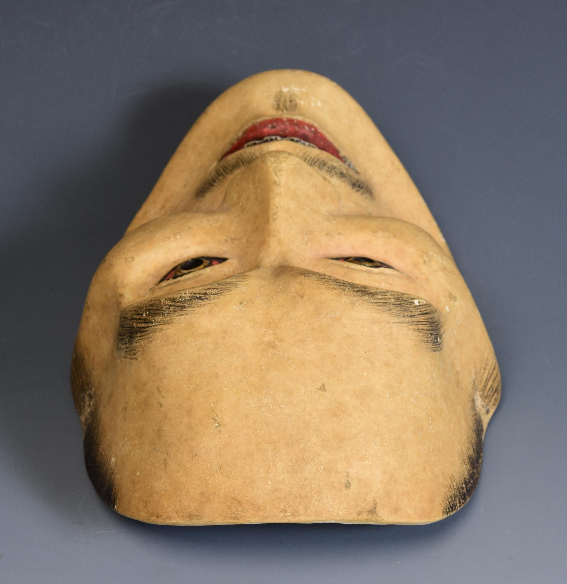 19th Century, Meiji, Antique Japanese Wooden Noh Mask For Sale 8