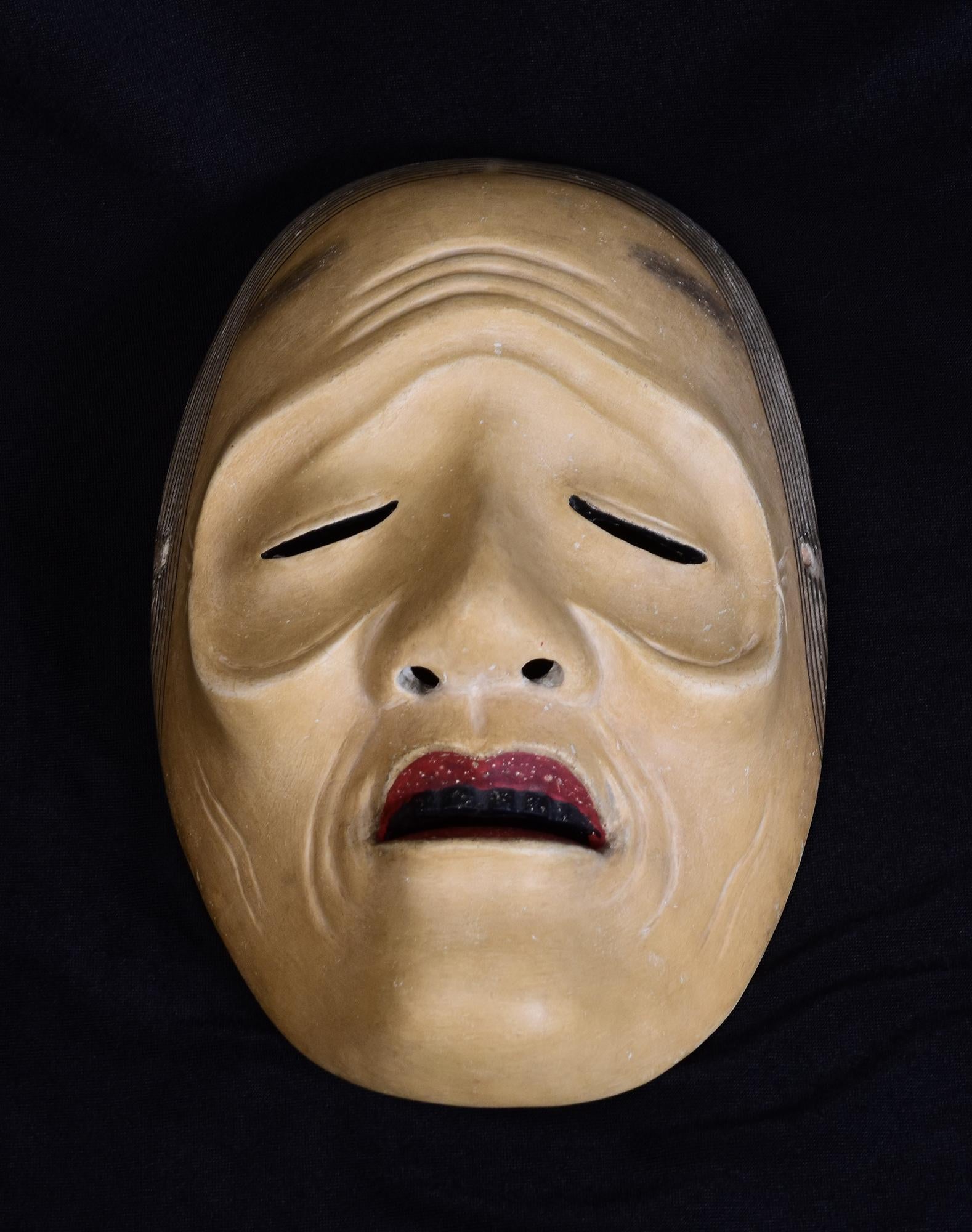 19e siècle, Meiji, Masque de nô japonais ancien en bois en vente 6