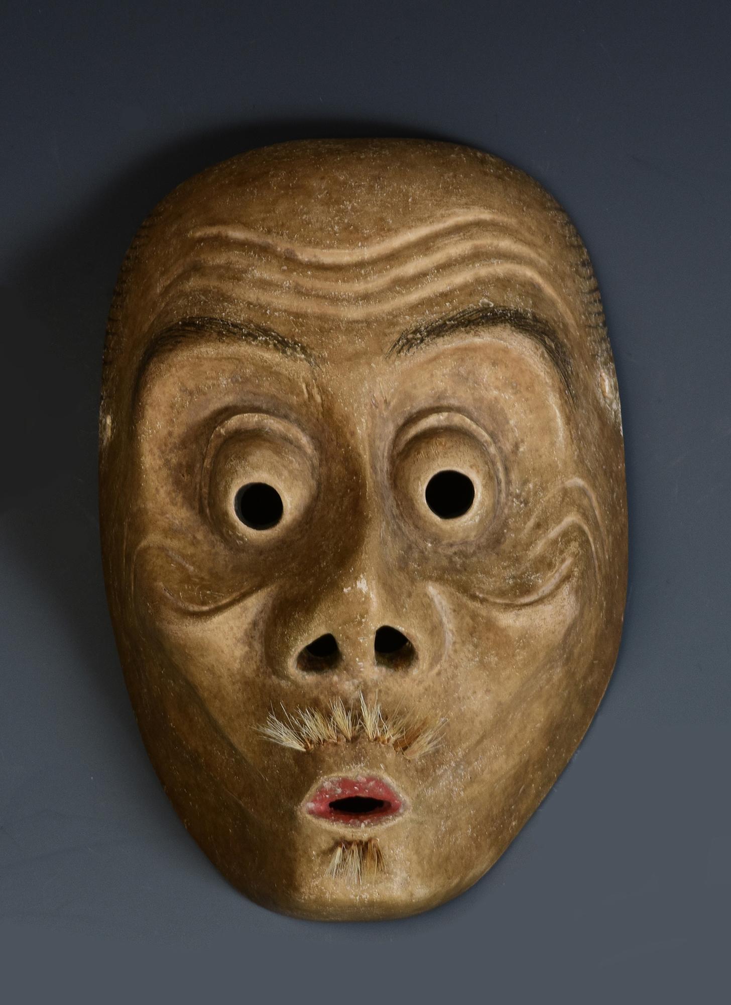 19th Century, Meiji, Antique Japanese Wooden Noh Mask For Sale 9