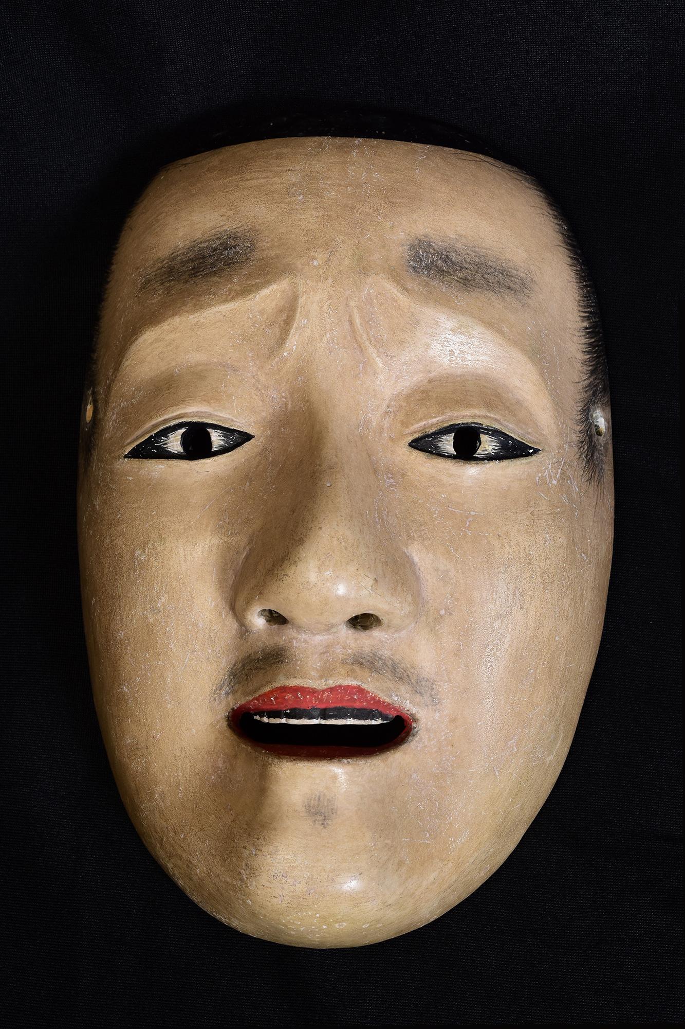 19th Century, Meiji, Antique Japanese Wooden Noh Mask 10