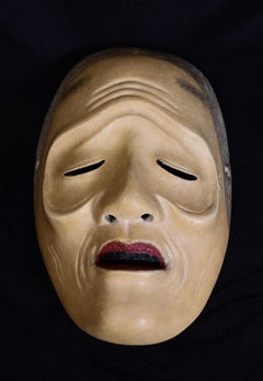 19th Century, Meiji, Antique Japanese Wooden Noh Mask