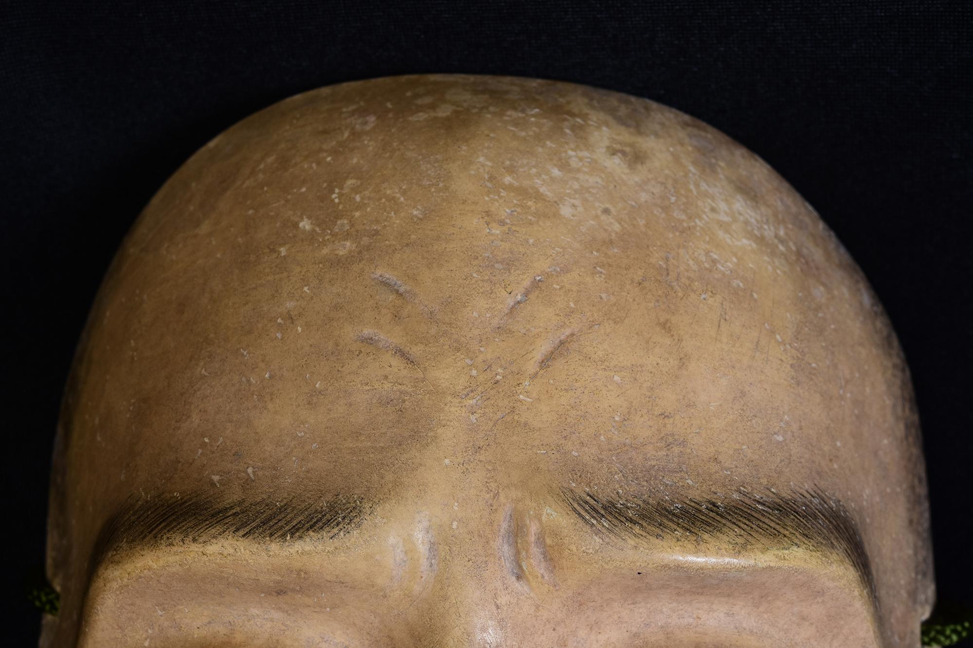 Hand-Carved 19th Century, Meiji, Antique Japanese Wooden Noh Mask For Sale