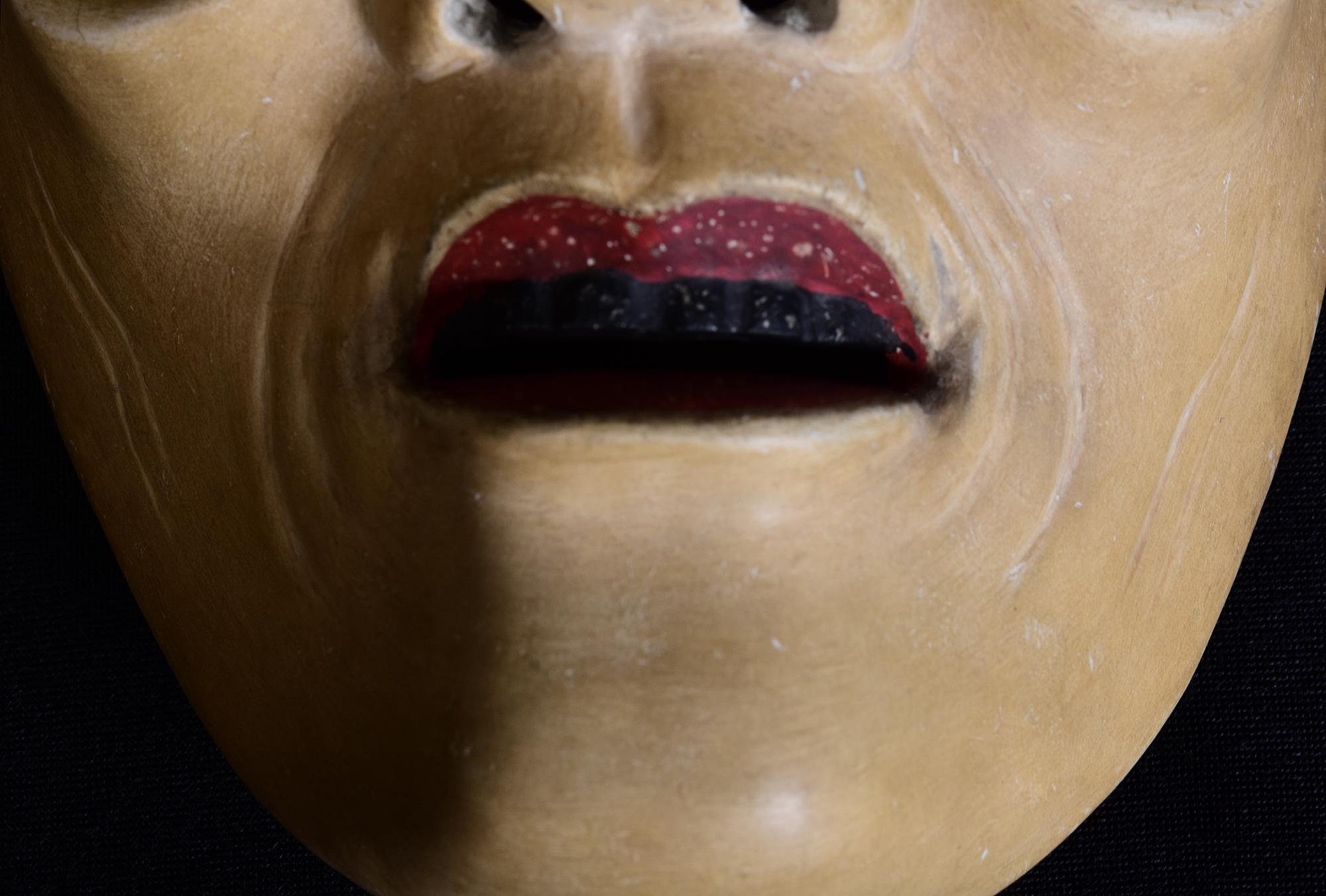 XIXe siècle 19e siècle, Meiji, Masque de nô japonais ancien en bois en vente