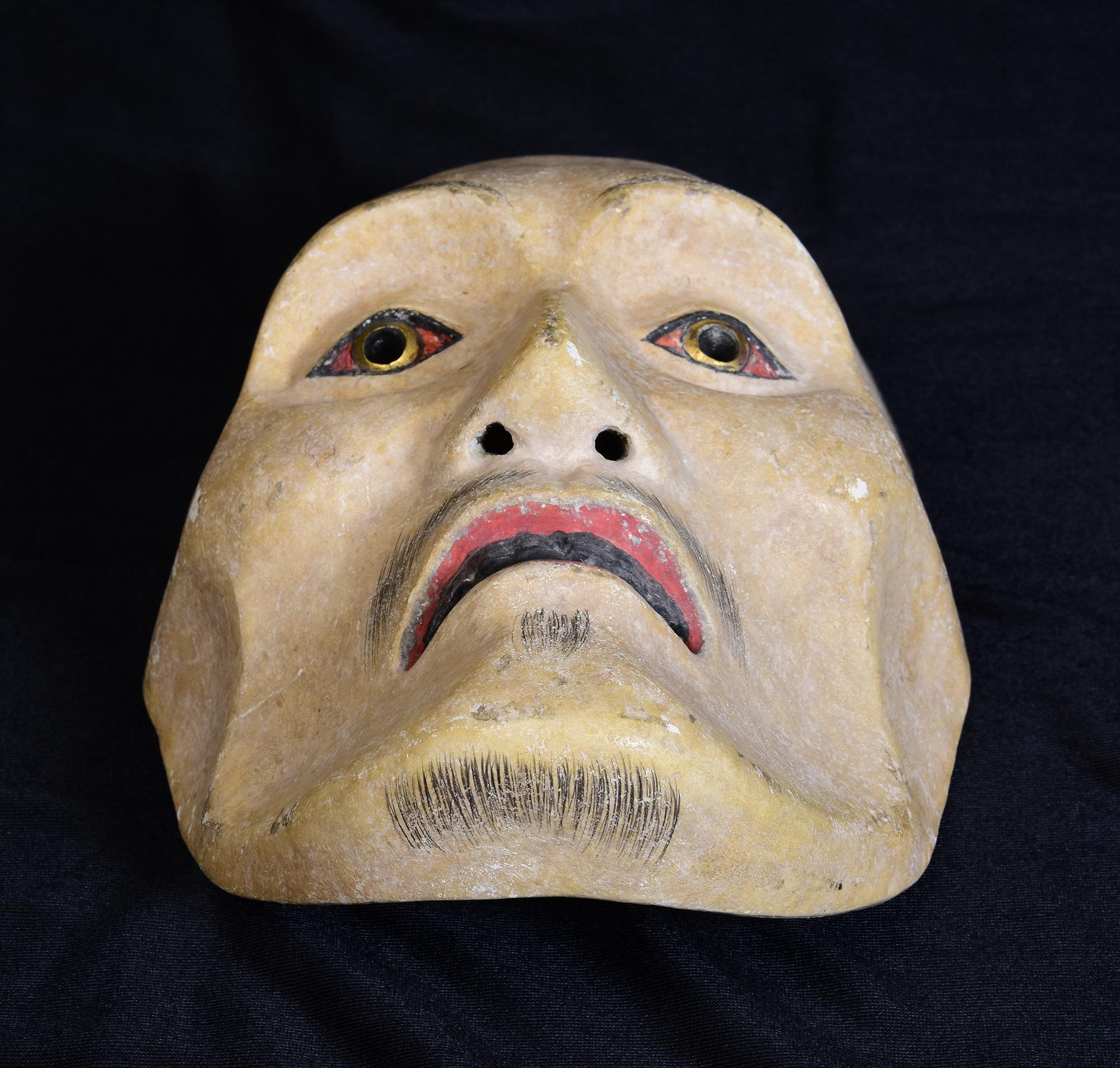 19. Jahrhundert, Meiji, antike japanische Noh-Maske aus Holz im Angebot 2