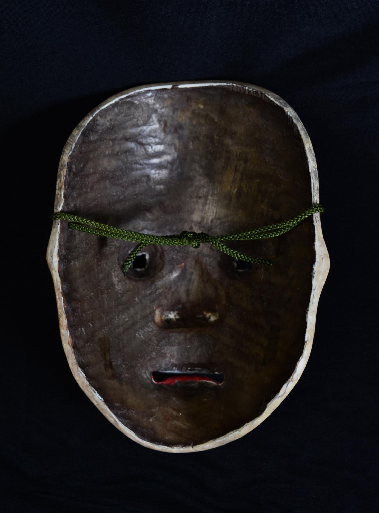 19th Century, Meiji, Antique Japanese Wooden Noh Mask For Sale 4