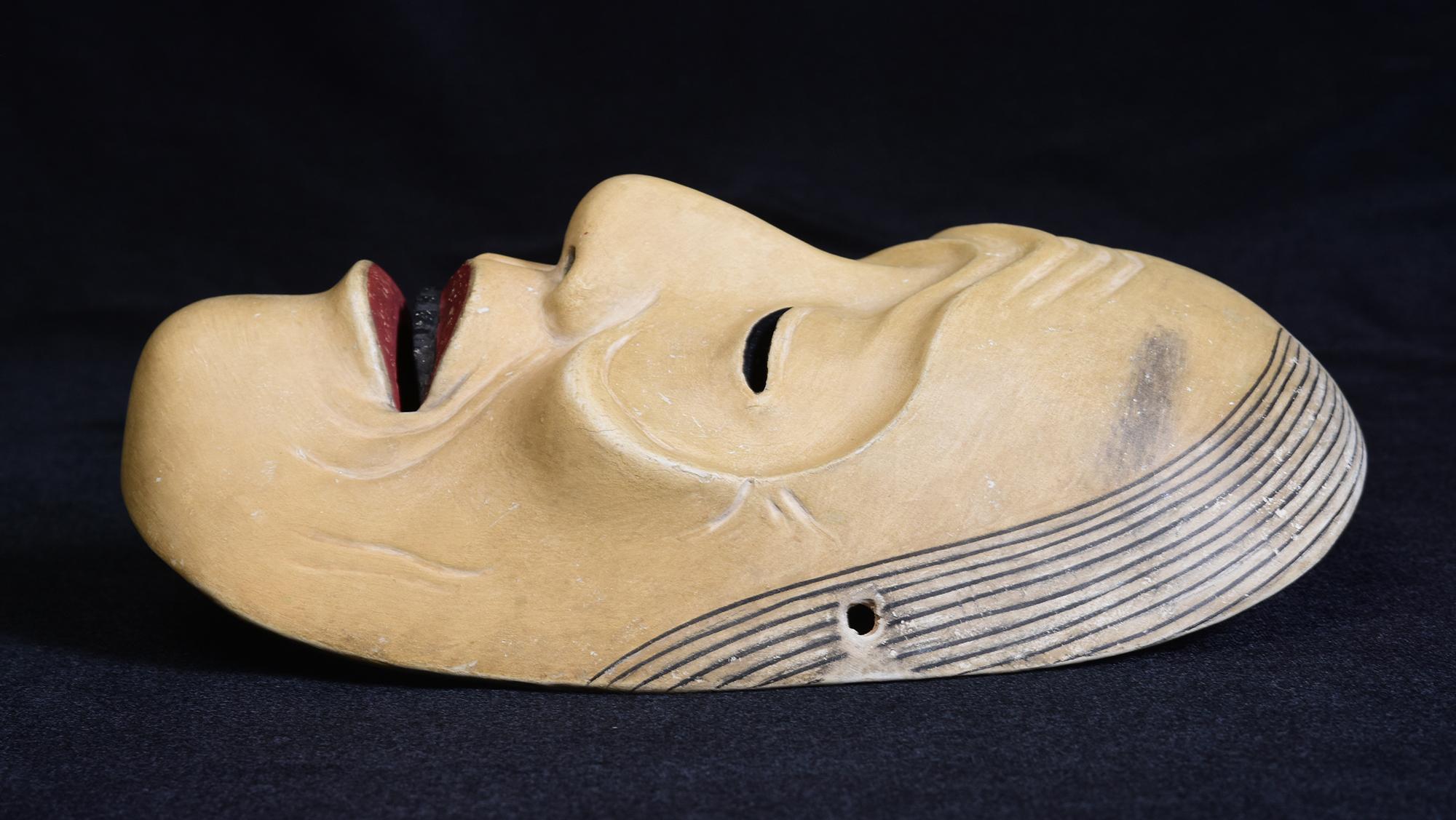 19e siècle, Meiji, Masque de nô japonais ancien en bois en vente 1