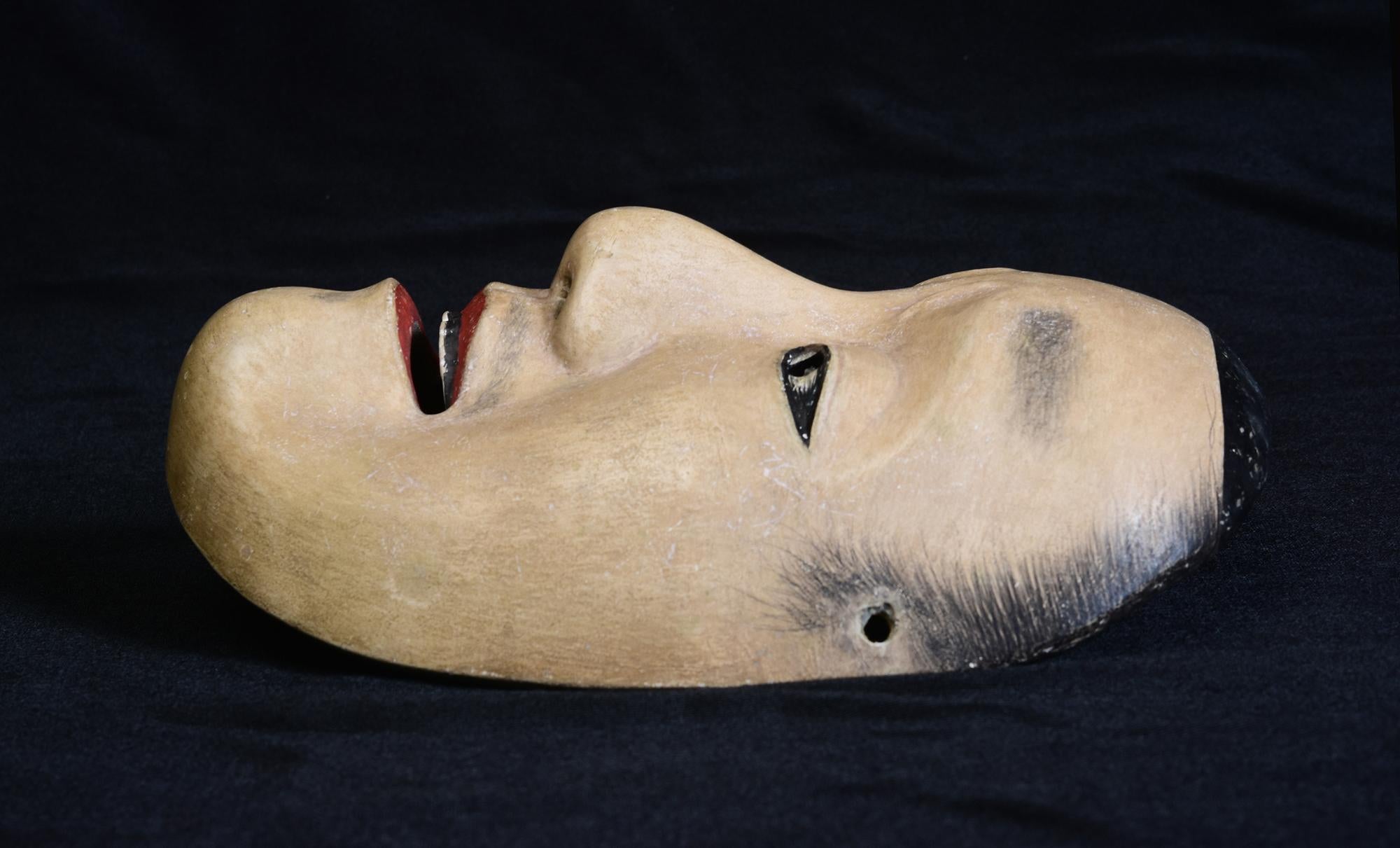 19th Century, Meiji, Antique Japanese Wooden Noh Mask 4