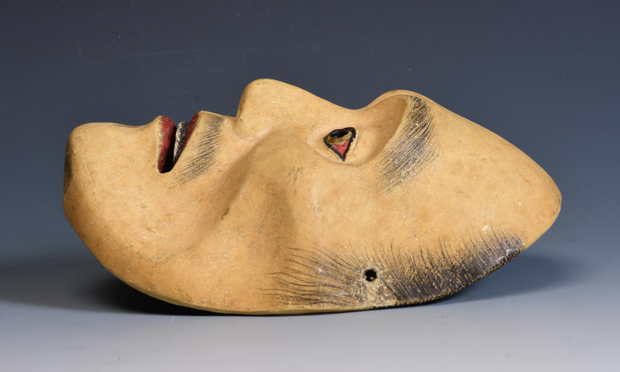 19th Century, Meiji, Antique Japanese Wooden Noh Mask For Sale 4