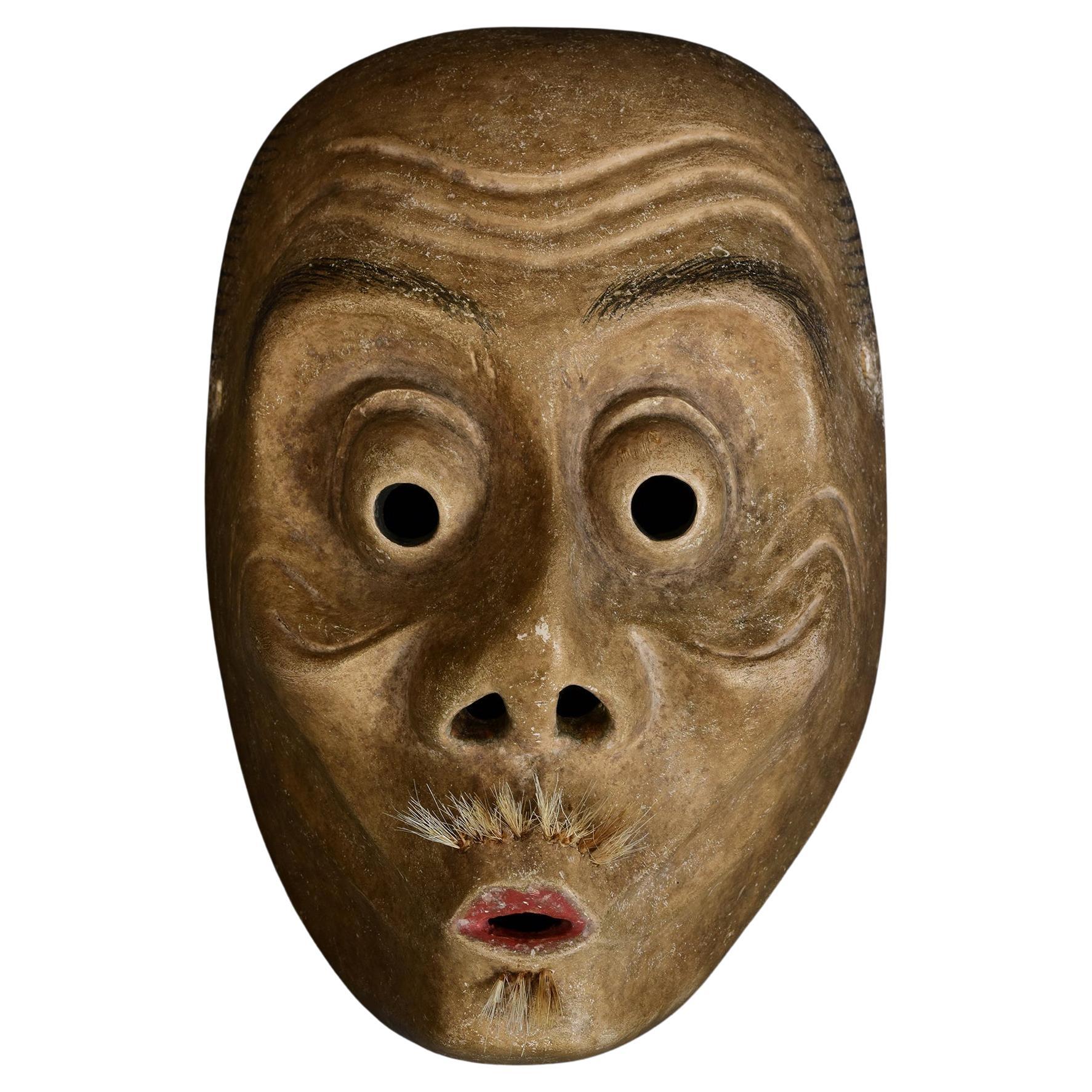19. Jahrhundert, Meiji, antike japanische Noh-Maske aus Holz