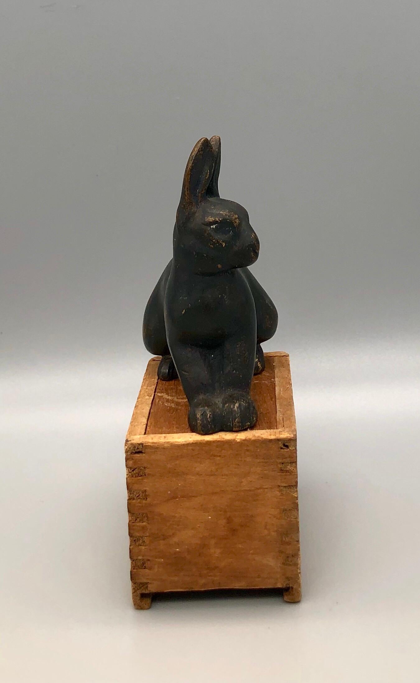 19th Century Meiji Era Cast Bronze Rabbit Statue For Sale 1