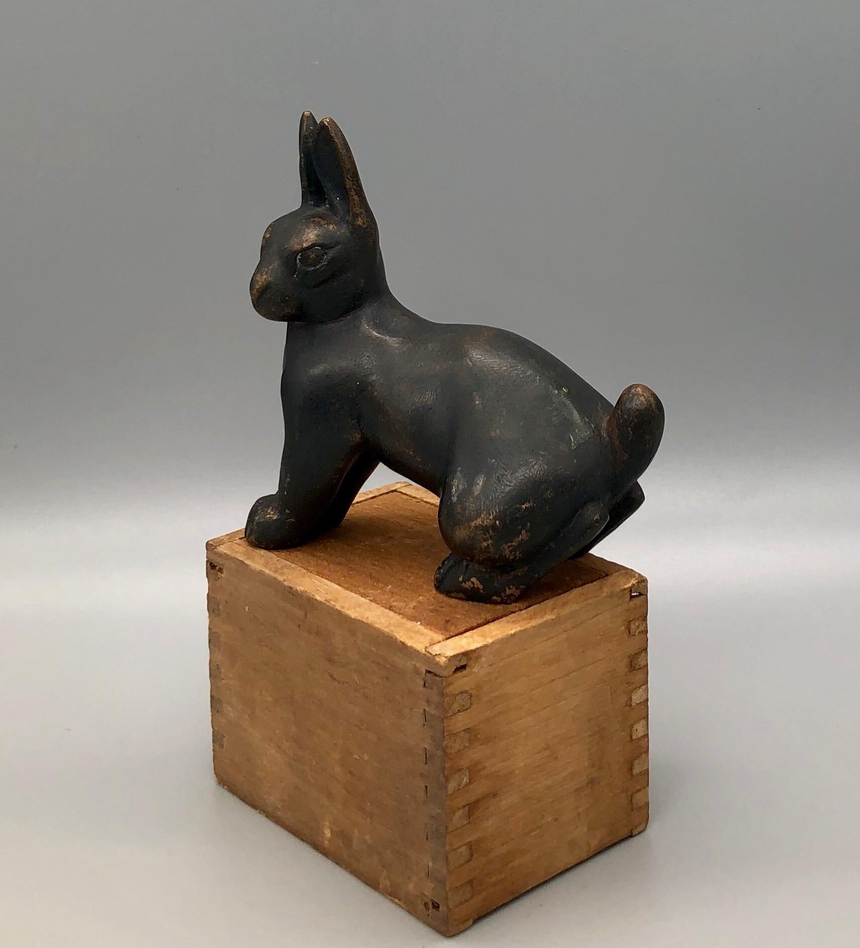 19th Century Meiji Era Cast Bronze Rabbit Statue For Sale 4