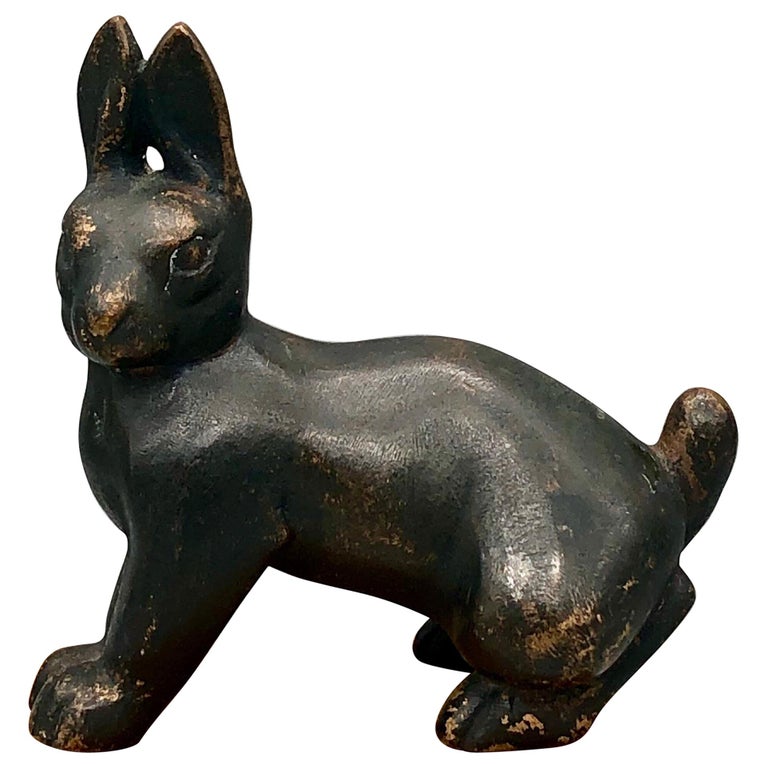 19th Century Meiji Era Cast Bronze Rabbit Statue For Sale at 1stDibs