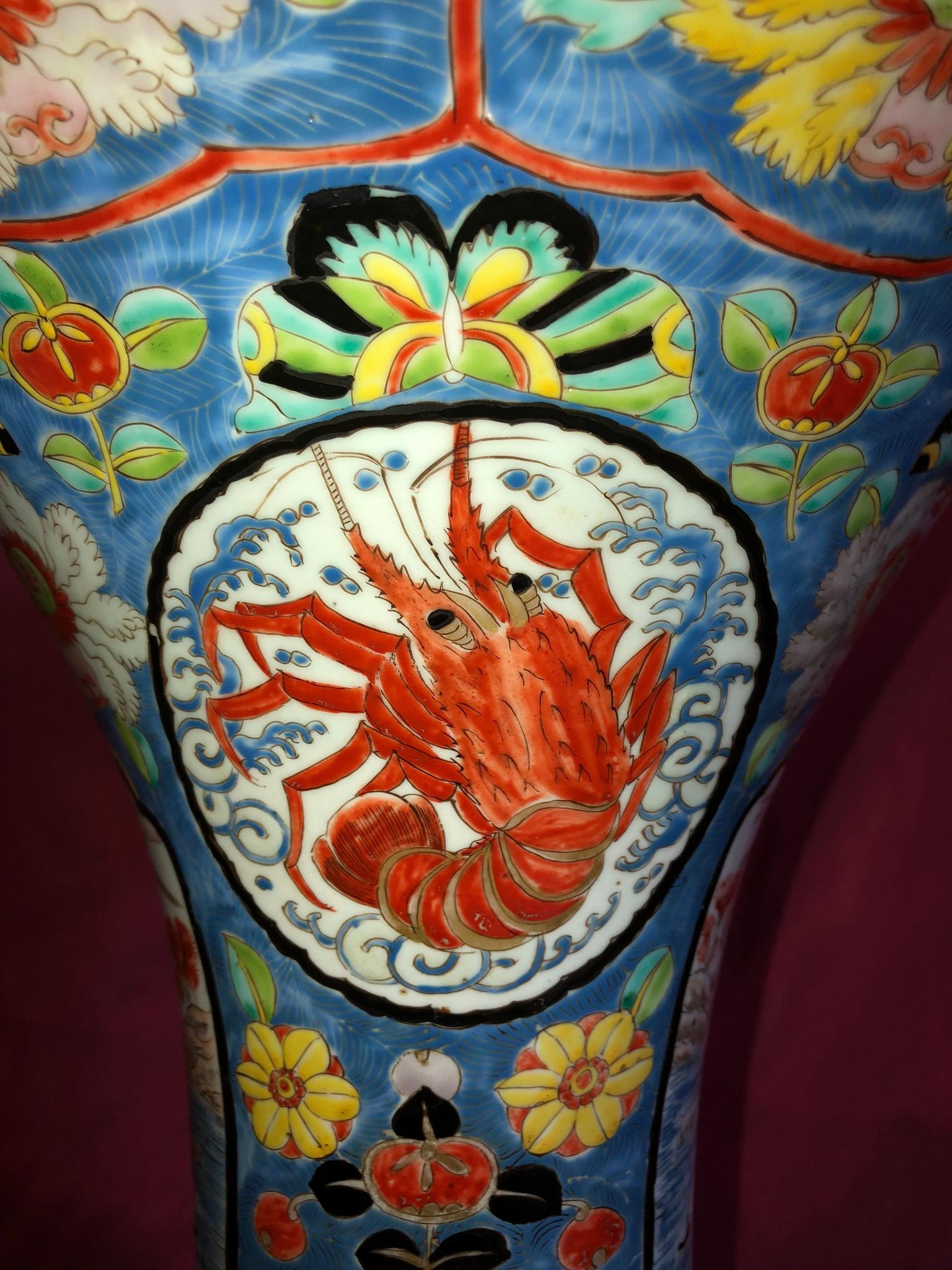 Porcelain 19th Century Meiji Imari Palace Vases a Pair For Sale
