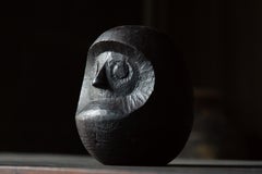 Stampo antico giapponese Daruma del XIX secolo, periodo Meiji, in legno di keyaki intagliato a mano
