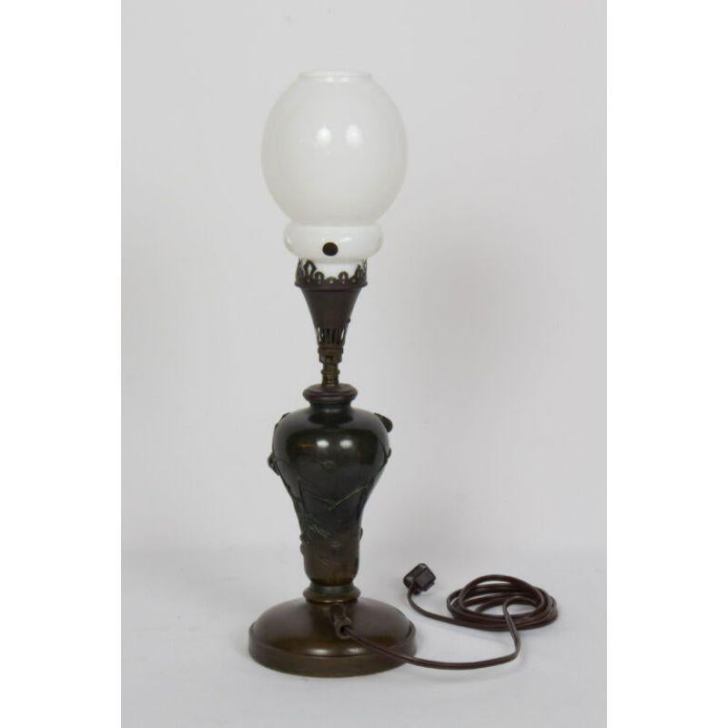 19th Century Meiji Japanese Bronze Gas Table Lamp For Sale 5