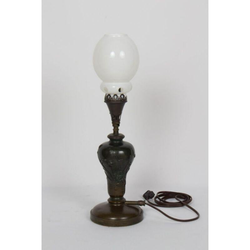 Lampe de table à gaz japonaise Meiji du 19ème siècle en bronze en vente 5