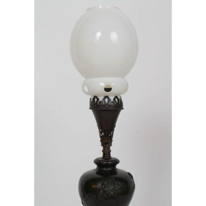 Mouvement esthétique Lampe de table à gaz japonaise Meiji du 19ème siècle en bronze en vente