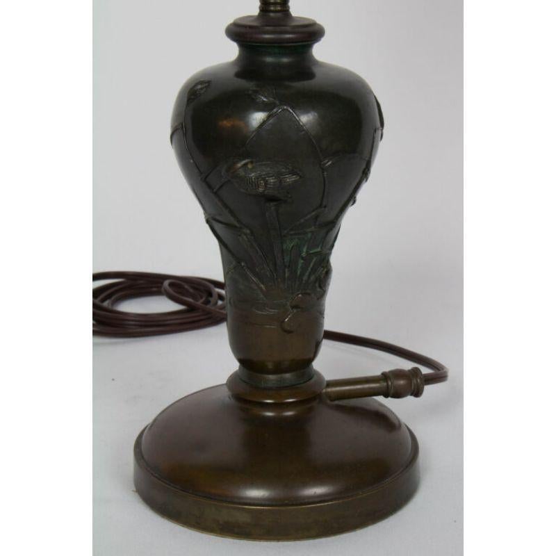 19th Century Meiji Japanese Bronze Gas Table Lamp In Good Condition For Sale In Canton, MA
