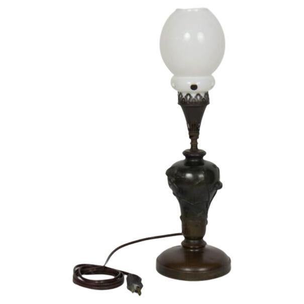 19th Century Meiji Japanese Bronze Gas Table Lamp For Sale