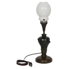 Antique 19th Century Meiji Japanese Bronze Gas Table Lamp