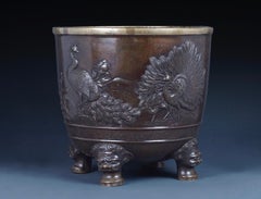 19th Century Meiji Japanese Large Bronze Jardinière