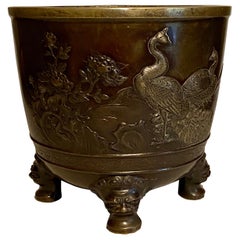 19th Century Meiji Japanese Large Bronze Jardinière