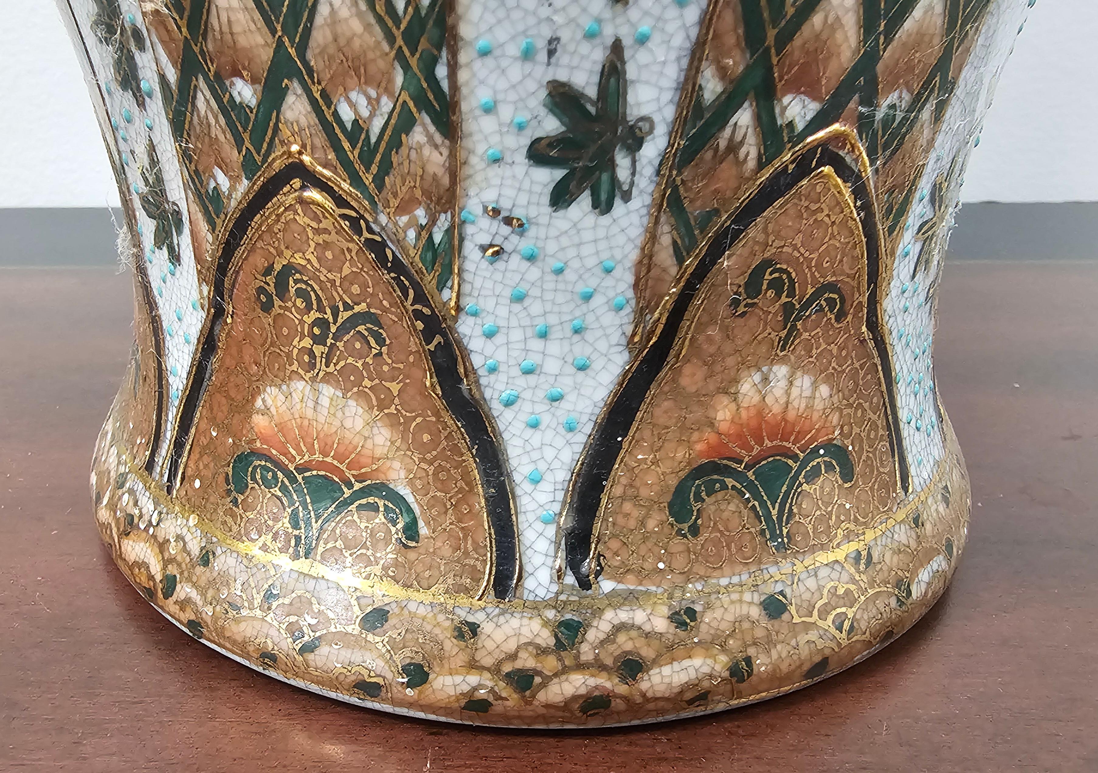 19. Jahrhundert Meiji Japanische Satsuna Enanel Porzellan Vase (Emaille) im Angebot