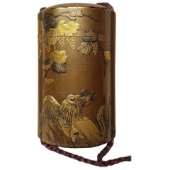 19th Century Meiji Period Gild Laquered Inro