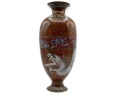 19th Century Meiji Period Japanese Cloisonne Dragon Vase