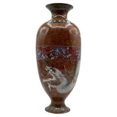 19th Century Meiji Period Japanese Cloisonne Dragon Vase