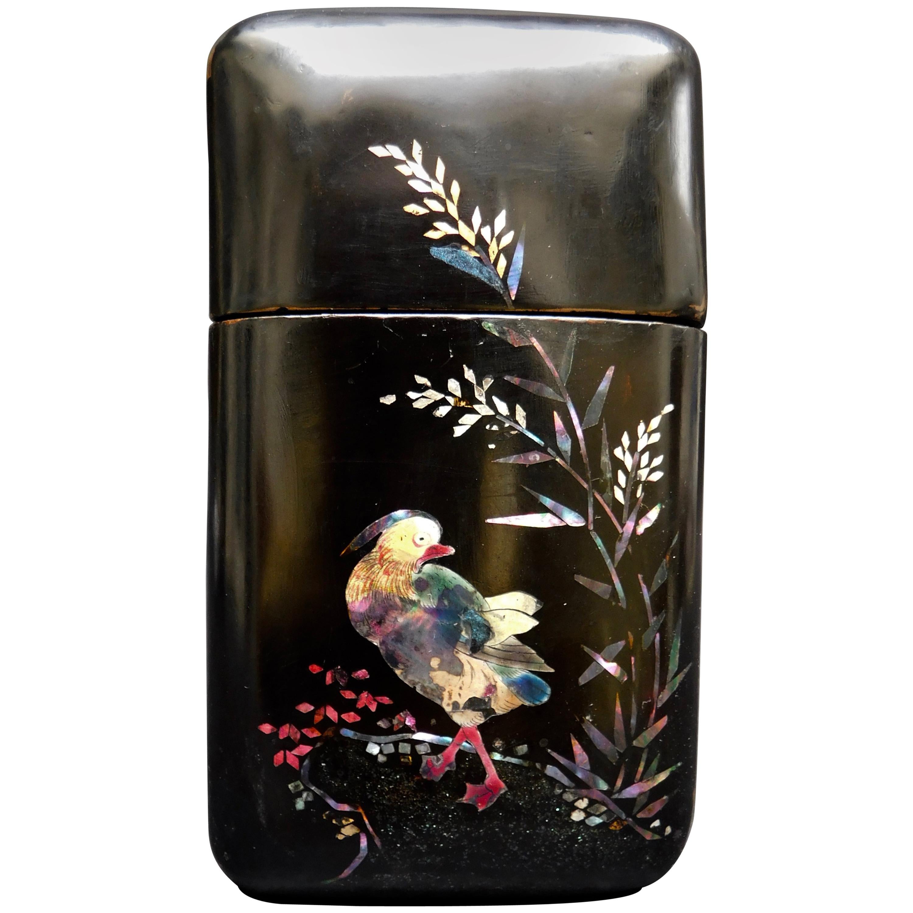 19th Century Meiji Period Japanese Lacquered and Inlaid Inro Box