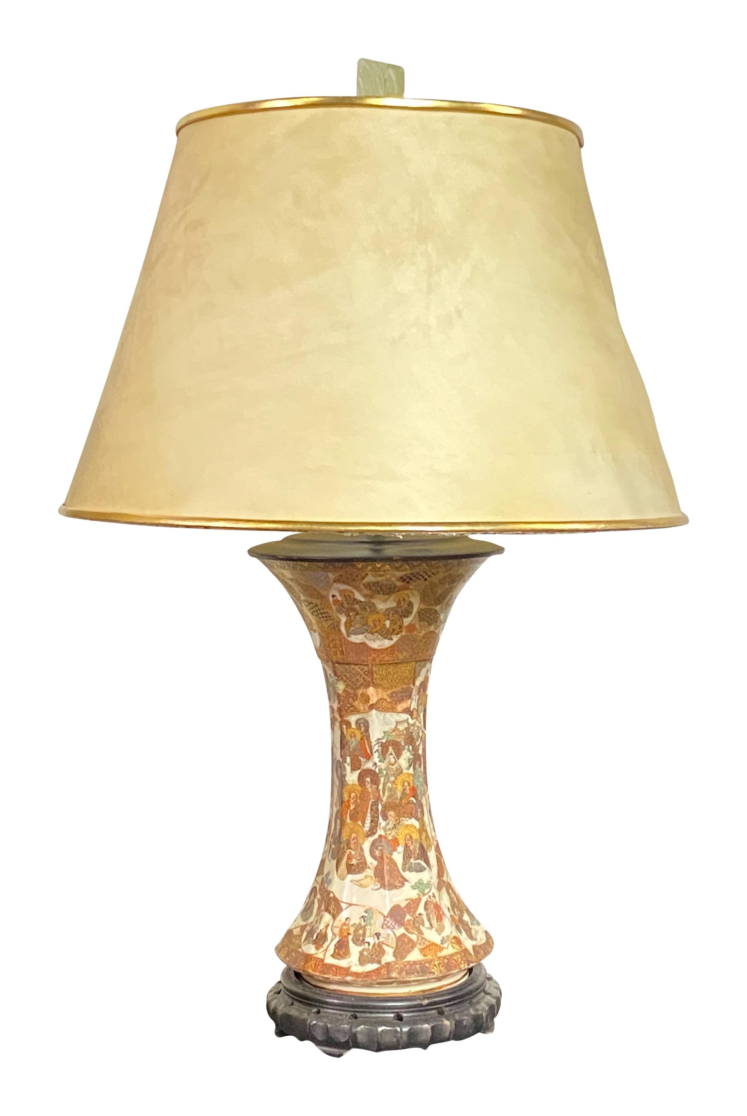 19th Century Meiji Period Japanese Satsuma Table Lamp In Good Condition For Sale In San Francisco, CA