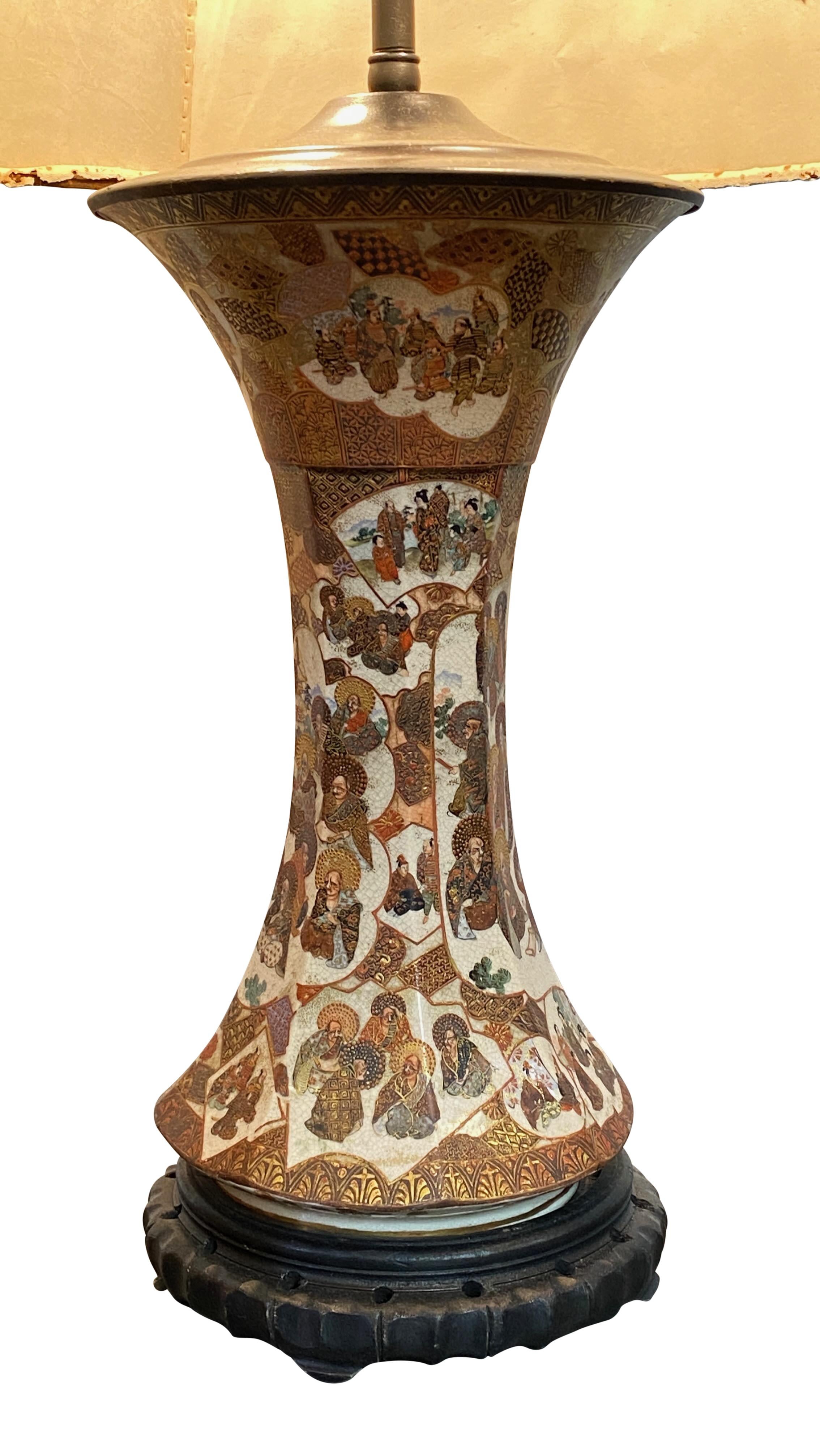 Porcelaine Lampe de table japonaise Satsuma du 19e siècle, période Meiji en vente