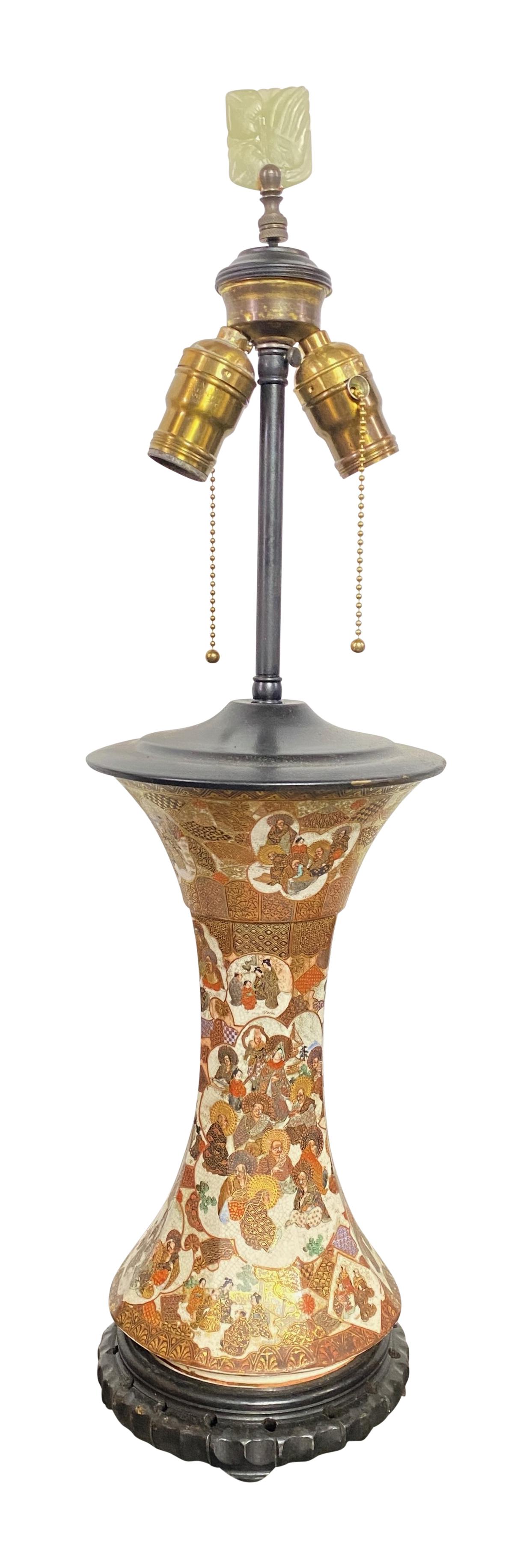 19th Century Meiji Period Japanese Satsuma Table Lamp For Sale 5