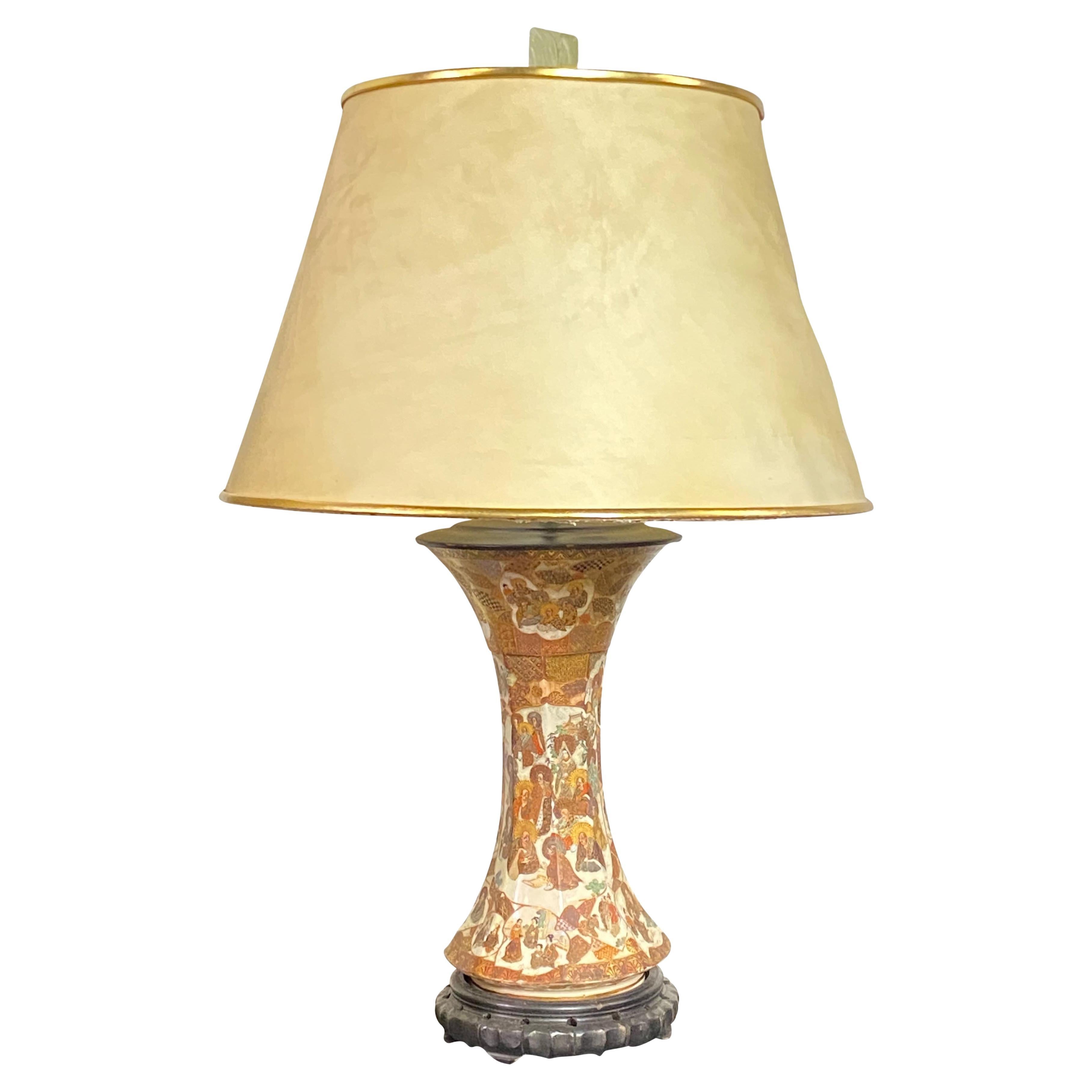 19th Century Meiji Period Japanese Satsuma Table Lamp