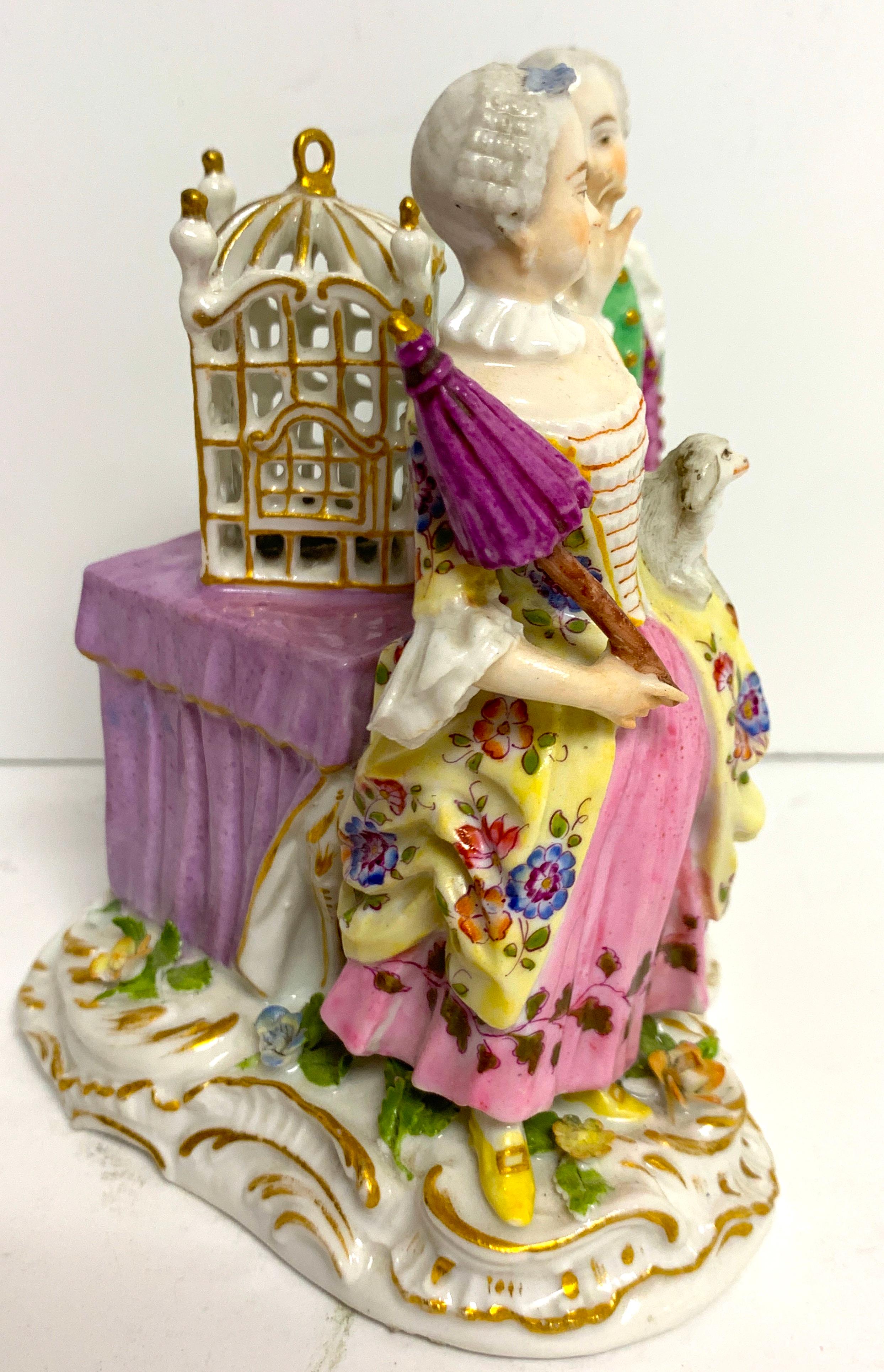 Porcelain 19th Century Meissen Birdcage Grouping For Sale